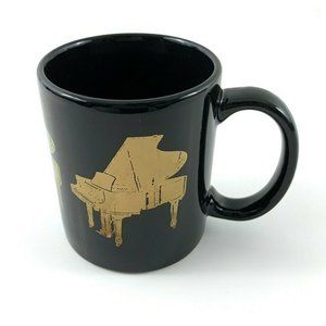 1987 Albert Elovitz Inc Grand Piano Coffee Mug. Black w/ Gold. 10 oz. VGC!